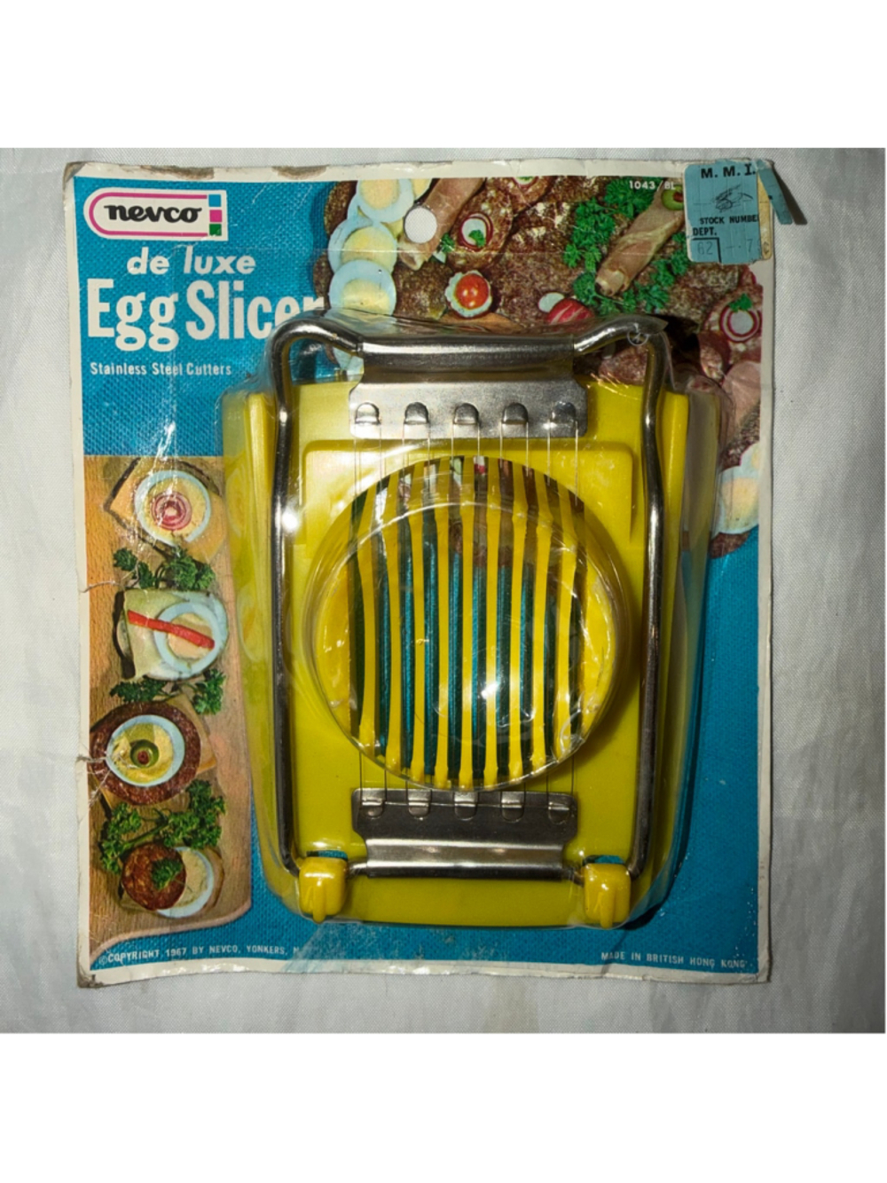 NOS Vintage 1967 Nevco De Luxe Egg Slicer Stainless Steel Cutters Hong Kong MCM